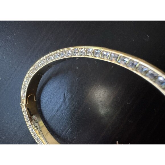 Christian Dior Night Code Black Lacquer M Crystal Edge Gold Finish Cuff Bangle - Picture 8 of 16